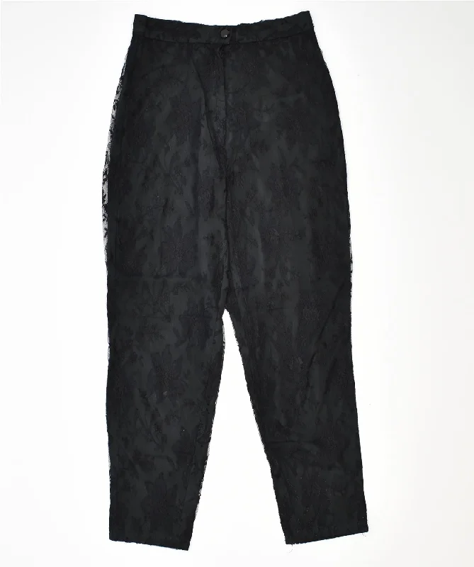 VINTAGE Womens Tapered Trousers W24 L23 Black Trousers Denim Distressed