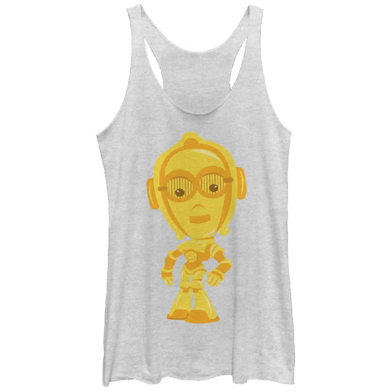 Women's Star Wars Cute Cartoon C-3PO Racerback Tank Top vibrant tank top