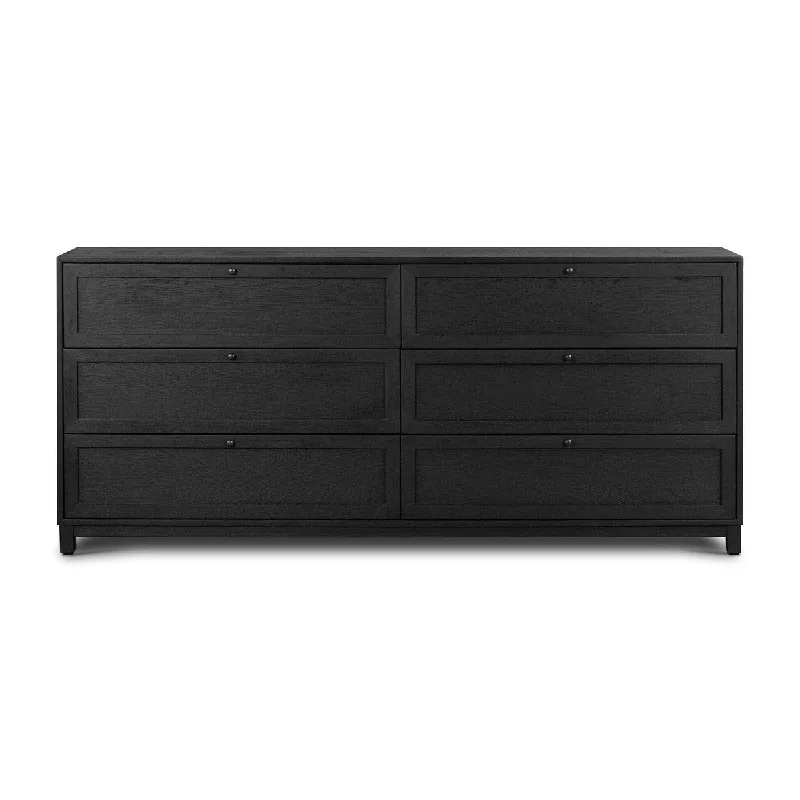 Veneto 6 Drawer Dresser - Drifted Matte Black Tunics Plaid country