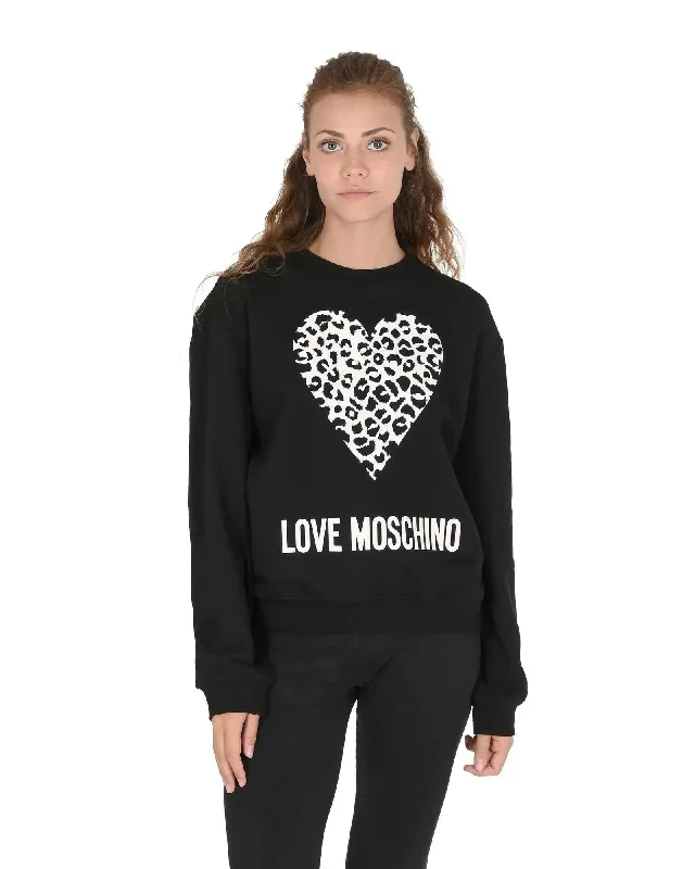 Love Moschino Women Cotton Sweatshirt - 42 EU Hoodie with Typography Text Message