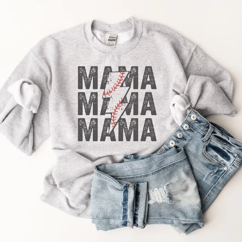 Hazel Blues® |  MAMA Baseball Bolt Graphic Sweatshirt Hoodie with Toggle Buttons Decorative Unique