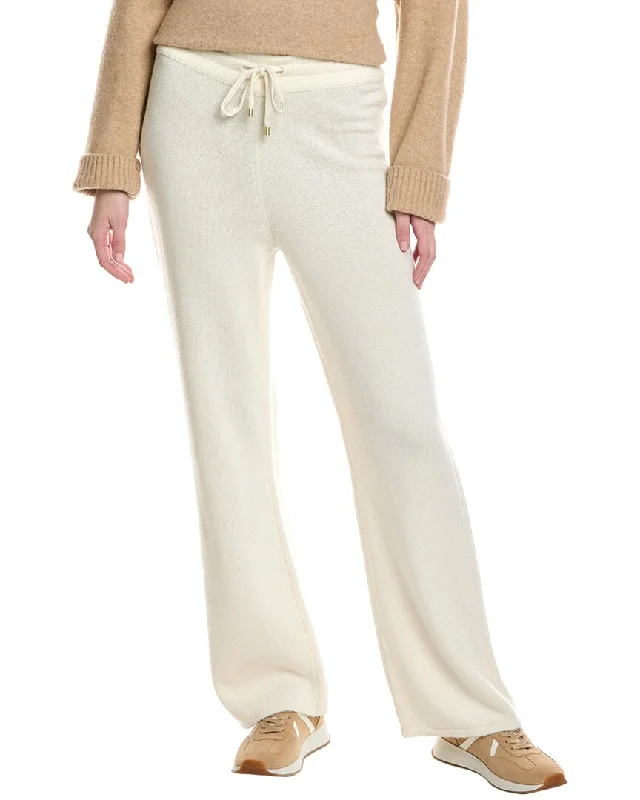 Anne Klein Wide Leg Wool & Cashmere-Blend Sweater Pant Handmade Hand-knitted Hand-woven