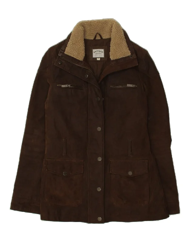 FAT FACE Womens Utility Jacket UK 10 Small Brown Polyester A-Line Jacket Boat Neck Shawl Collar