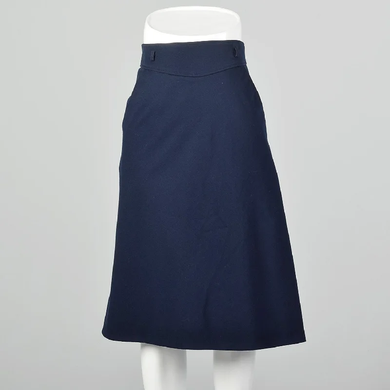 Anne Klein Navy Straight Wool Skirt asymmetrical skirt cut