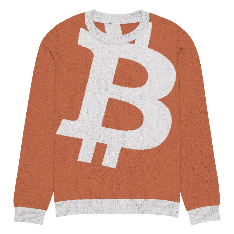 Bitcoin Knitted crew neck sweater Spandex Blend Rayon Blend Denim Blend