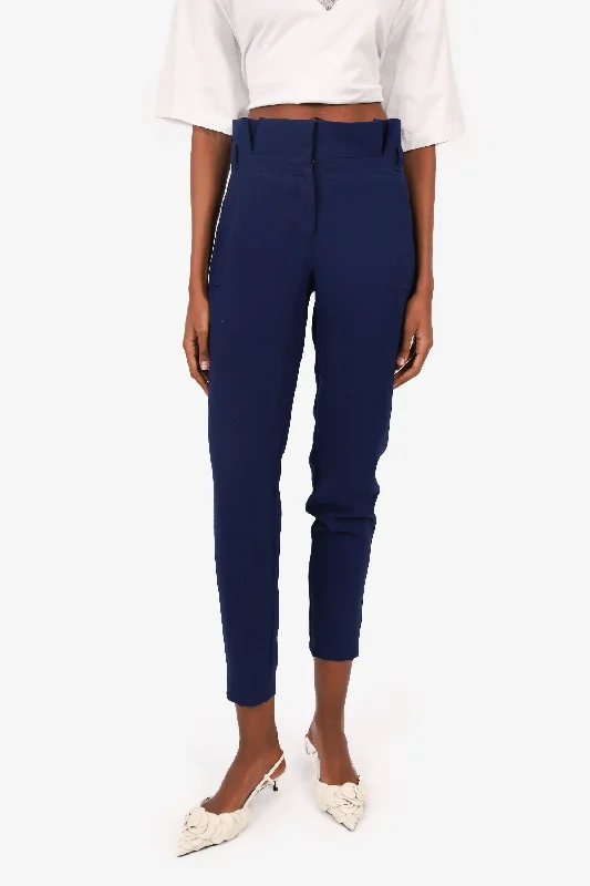 Burberry Brit Navy Blue Paperbag Trousers Size 2 Trousers Wedding White