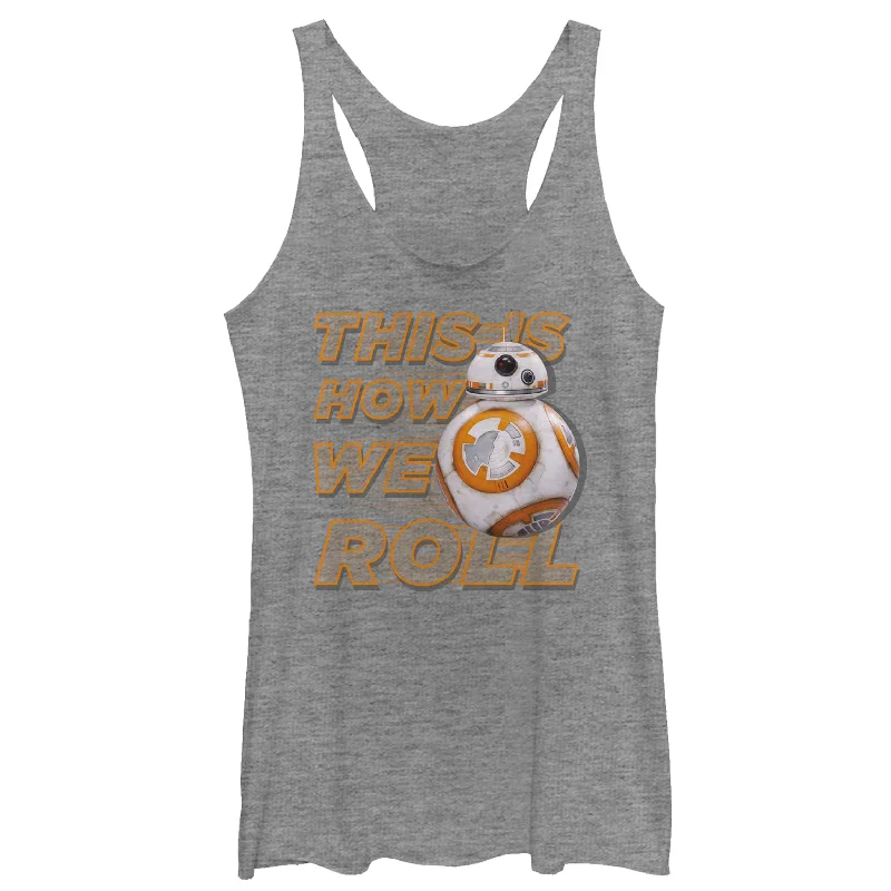 Women's Star Wars The Force Awakens BB-8 This is How We Roll Racerback Tank Top one shoulder tank