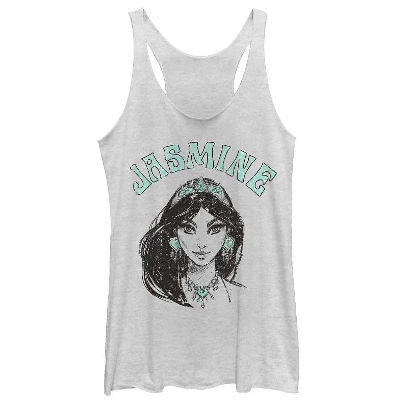 Women's Aladdin Vintage Jasmine Sketch Racerback Tank Top loose fit tank