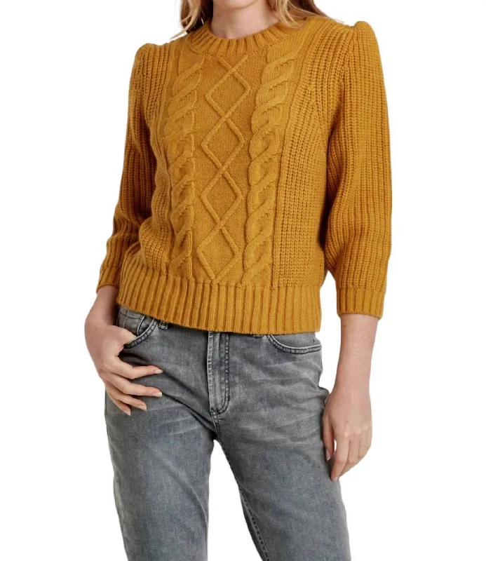 Priya Sweater In Ochre Elasticated Padded Insulated