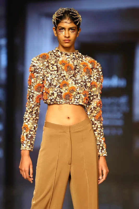 Embriodered Crop Top Summer Crop Top Casual Short Sleeve
