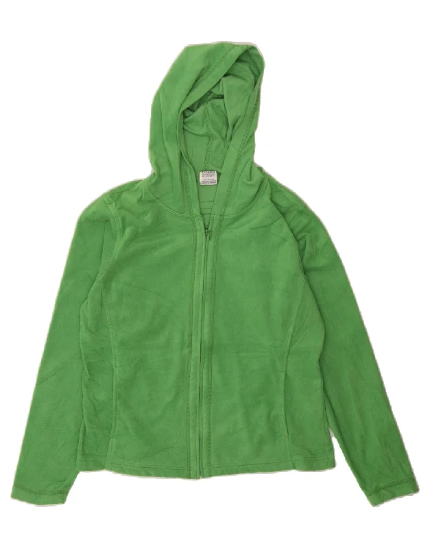COLUMBIA Womens Hooded Fleece Jacket UK 16 Large Green Polyester Welt Pockets Slit Pockets Flap Pockets