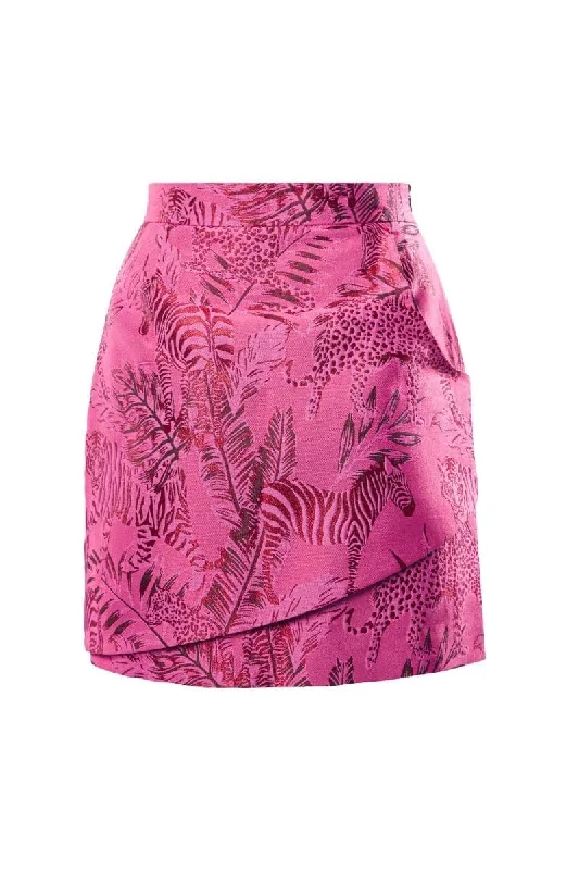PINK ANIMAL DOUBLE-LAYERED MINI SKIRT cashmere skirt plush