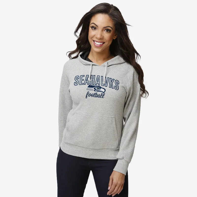 Seattle Seahawks Womens Gray Woven Hoodie Hoodie with Mock Neck Collared Structured