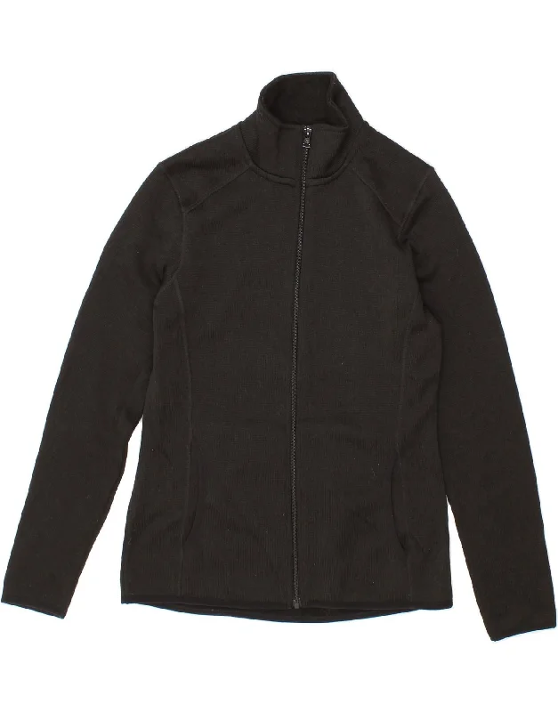 EDDIE BAUER Womens Tracksuit Top Jacket UK 10 Small Black Polyester V-Neck Jacket Boat Neck Jacket Square Neck Jacket