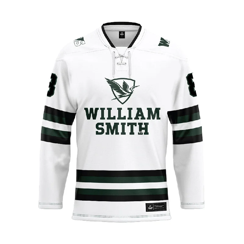 HWS - NCAA Women's Ice Hockey : Rowan Kennedy - White Hockey Jersey V Neck Jersey Blouse HWS - NCAA Women's Ice Hockey : Rowan Kennedy - White Hockey Jersey V Neck Jersey Blouse