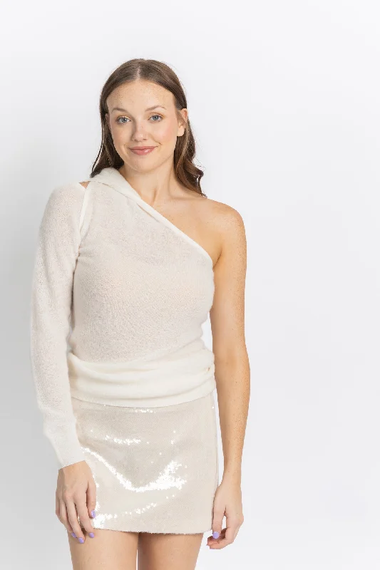 IRO Baurel Asymmetrical Sweater White Cotton Fabric Linen Fabric Terry Fabric