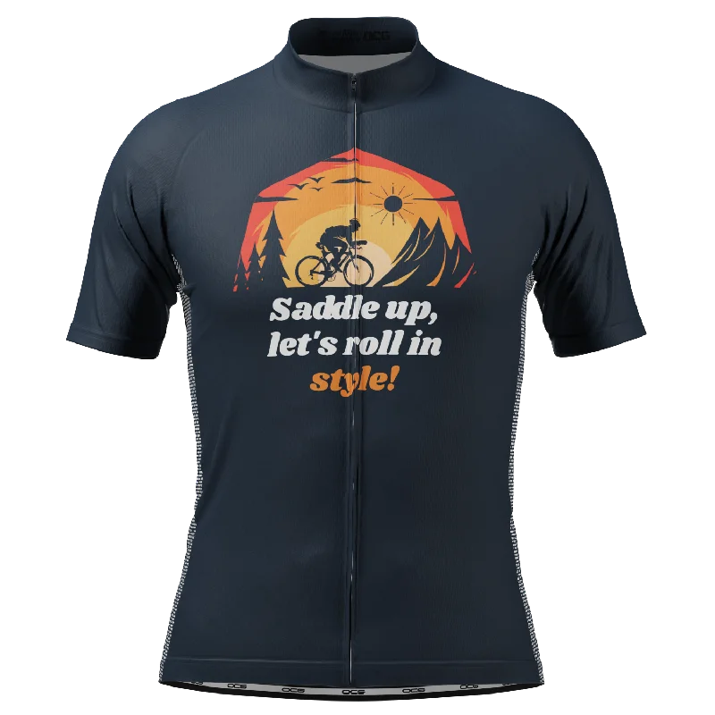 Men's Saddle Up, Let's Roll In Style! Short Sleeve Cycling Jersey Pink Jersey Tee