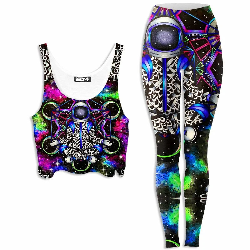 Cosmonaut Crop Top and Leggings Combo Jersey Fabric Tulle Fabric Batik Fabric