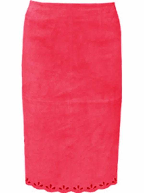 Scully Womens Straight Red Suede Skirt silk skirt lustrous