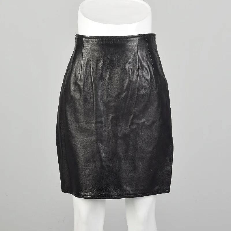 XS Black Leather Mini Skirt cashmere skirt fine