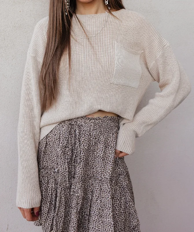 Mandy Micro-Ribbed Pocket Sweater Boxy Sweater Fitted Sweater A-Line
