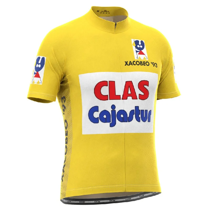 Men's Retro 1992 Clas-Cajastur Short Sleeve Cycling Jersey Lightweight Jersey Top