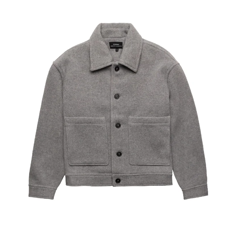 HOMME+ Cropped Wool Jacket Grey Appliqued Jacket Beaded Jacket Sequined Jacket