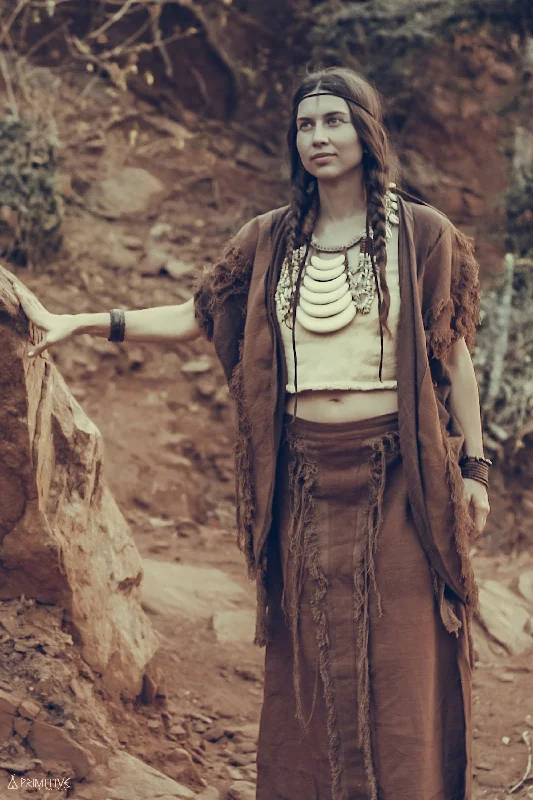 Wise Woman Outfit ⋙ Good Earth Open Poncho + Wise Tree Skirt leather skirt bold