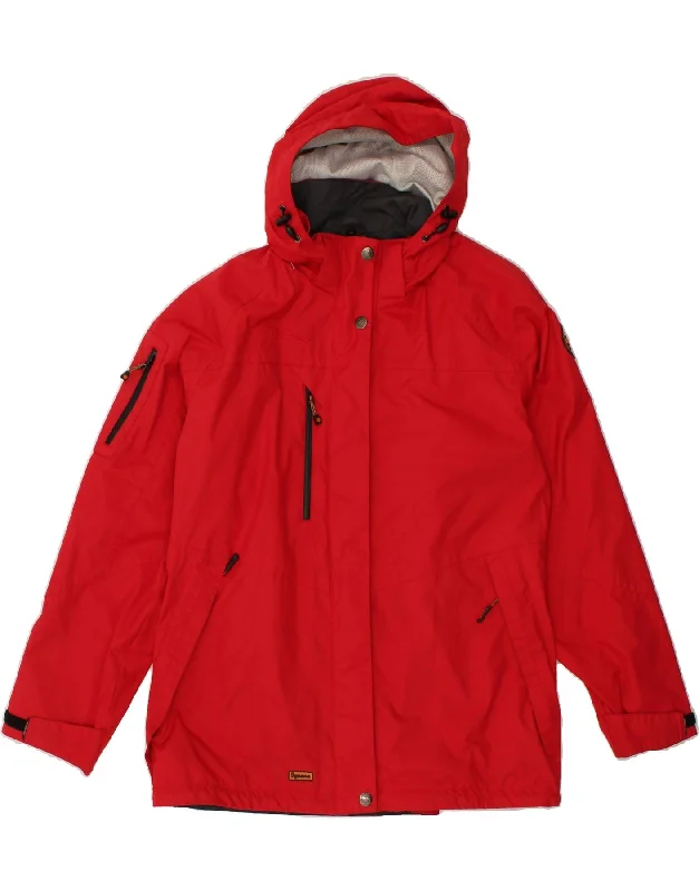 IGUANA Womens Hooded Windbreaker Jacket IT 44 Medium Red Polyester Rayon Fabric Velvet Fabric Corduroy Fabric