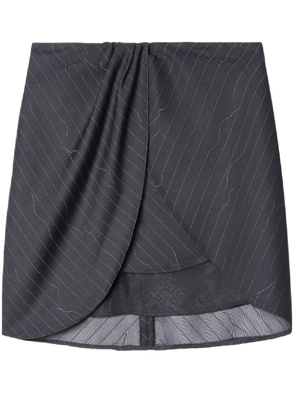 Off White Women Pinstripe Twist Mini Skirt Forged Iron No Color linen skirt airy
