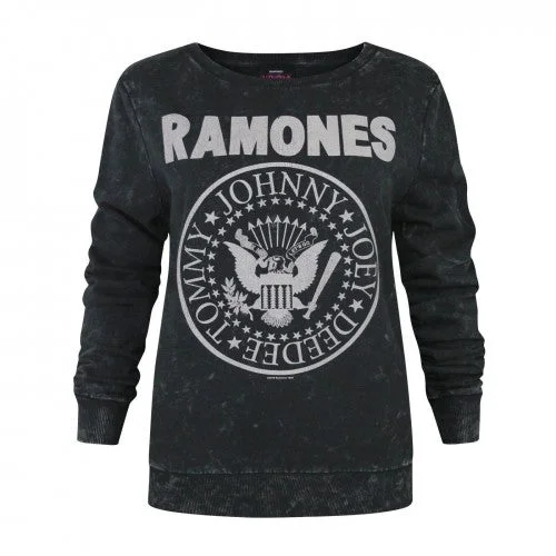 Amplified Womens/Ladies Seal Ramones Macrame Logo Sweatshirt Hoodie with Elastic Cuffs Stretchable Comfortable