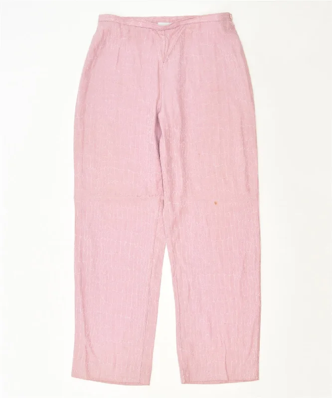 GIANFREDIANI Womens Straight Suit Trousers W30 L30 Pink Acetate Classic Trousers Pleated Formal