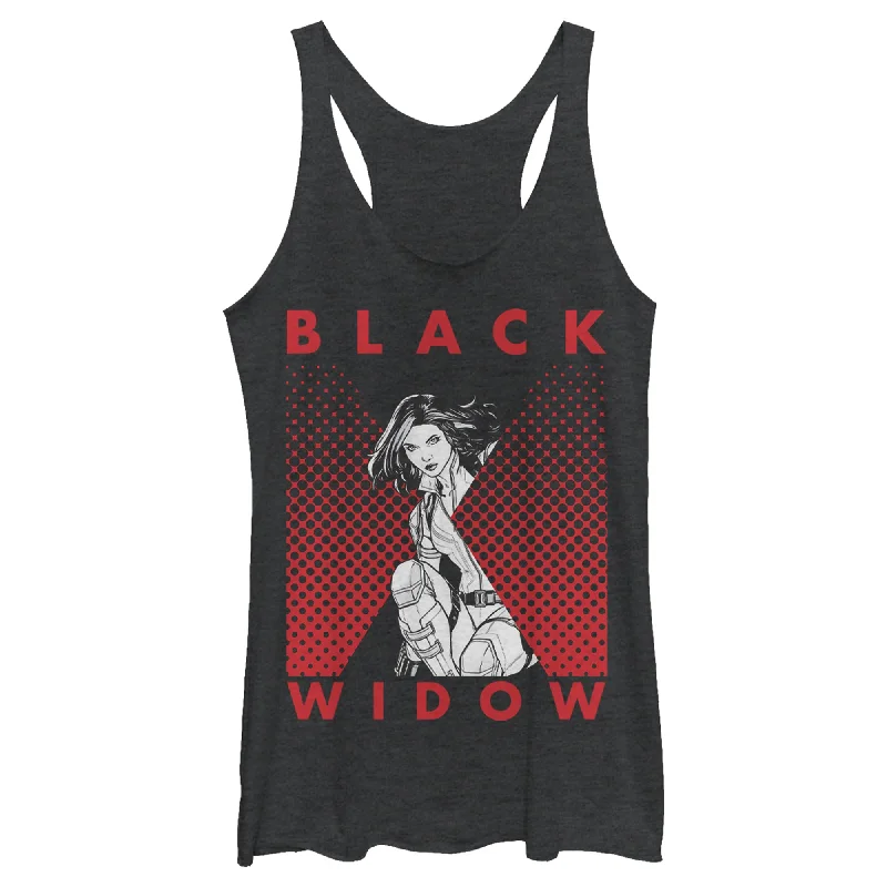 Women's Marvel Black Widow Gradient Pose Racerback Tank Top lounge tank top