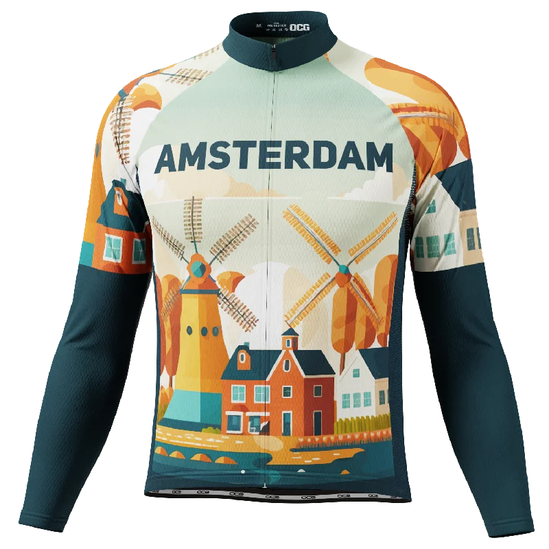 Men's Around The World - Amsterdam Long Sleeve Cycling Jersey Elegant Jersey Shirt