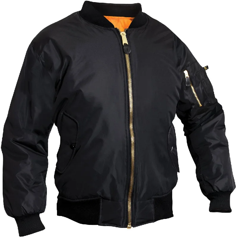 Black Womens MA-1 Flight Jacket Ribbed Jacket Pleated Jacket Ruffled Jacket