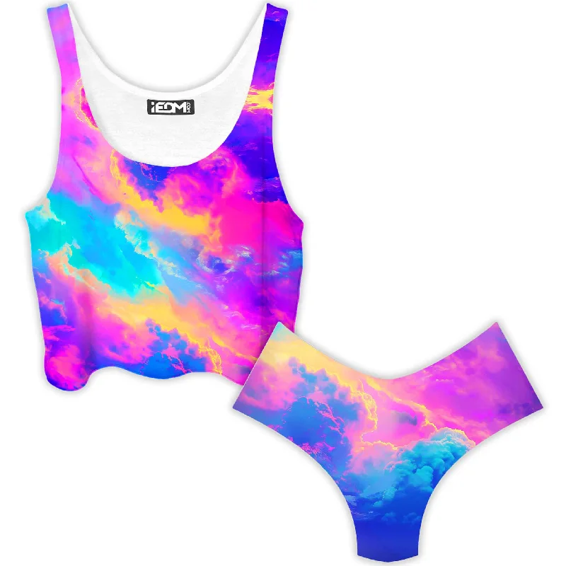Cloudopia Crop Top and Booty Shorts Combo Elasticated Padded Insulated
