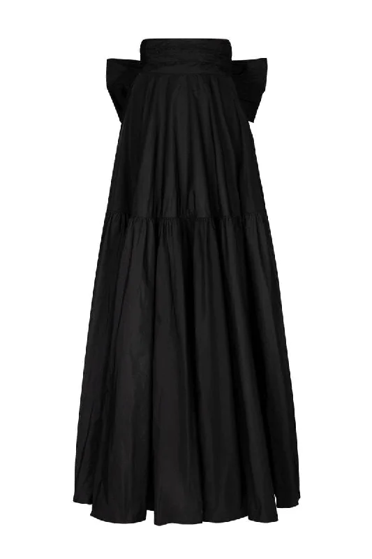 SISI BLACK TAFFETA MAXI SKIRT tiered skirt playful