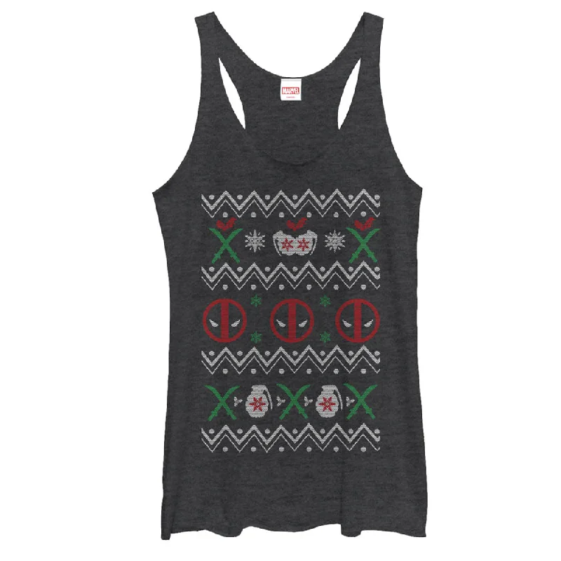 Women's Marvel Ugly Christmas Deadpool Racerback Tank Top bright tank top