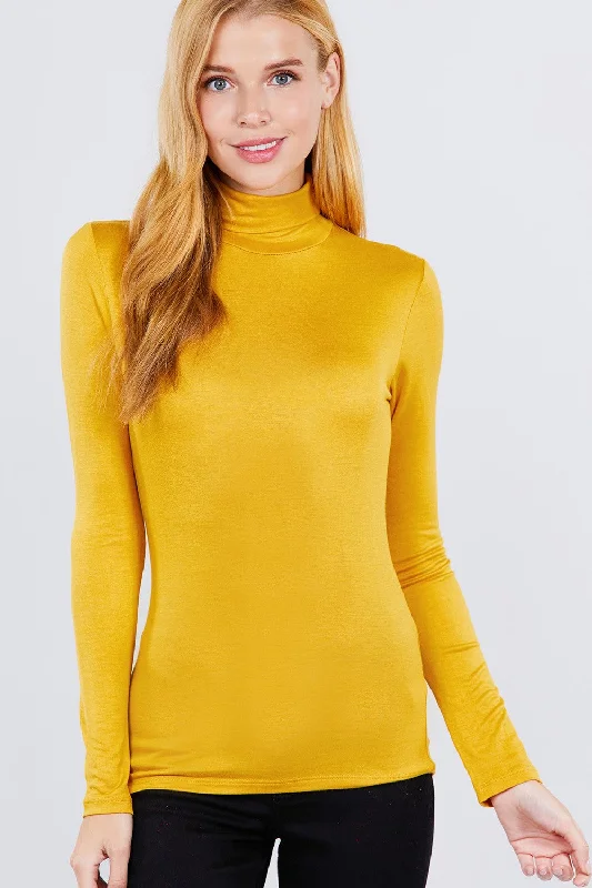 Turtle Neck Rayon Jersey Top Pink Jersey Tee