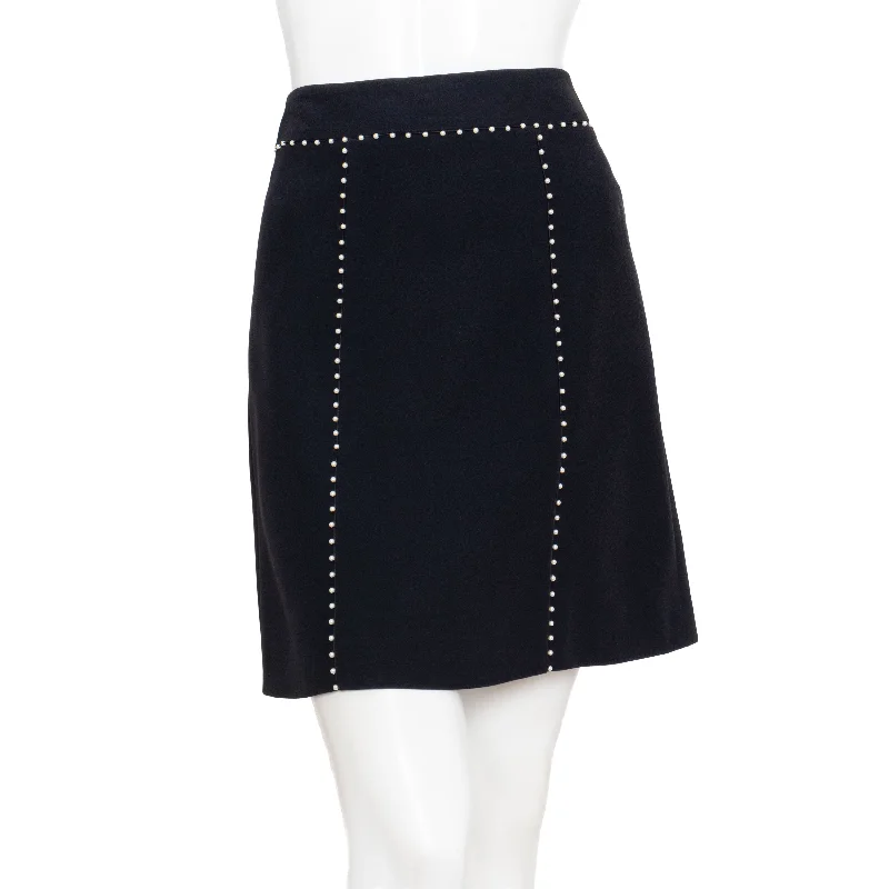 Black and Pearl Trim Skirt corduroy skirt cozy