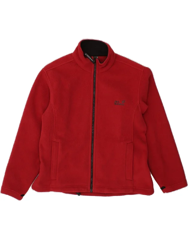 JACK WOLFSKIN Womens Fleece Jacket UK 18/20 XL Red Polyester Oversized Jacket Tailored Jacket Straight Jacket