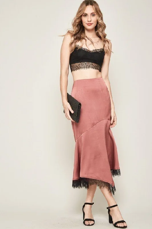 A Solid Woven Midi Skirt low waist skirt