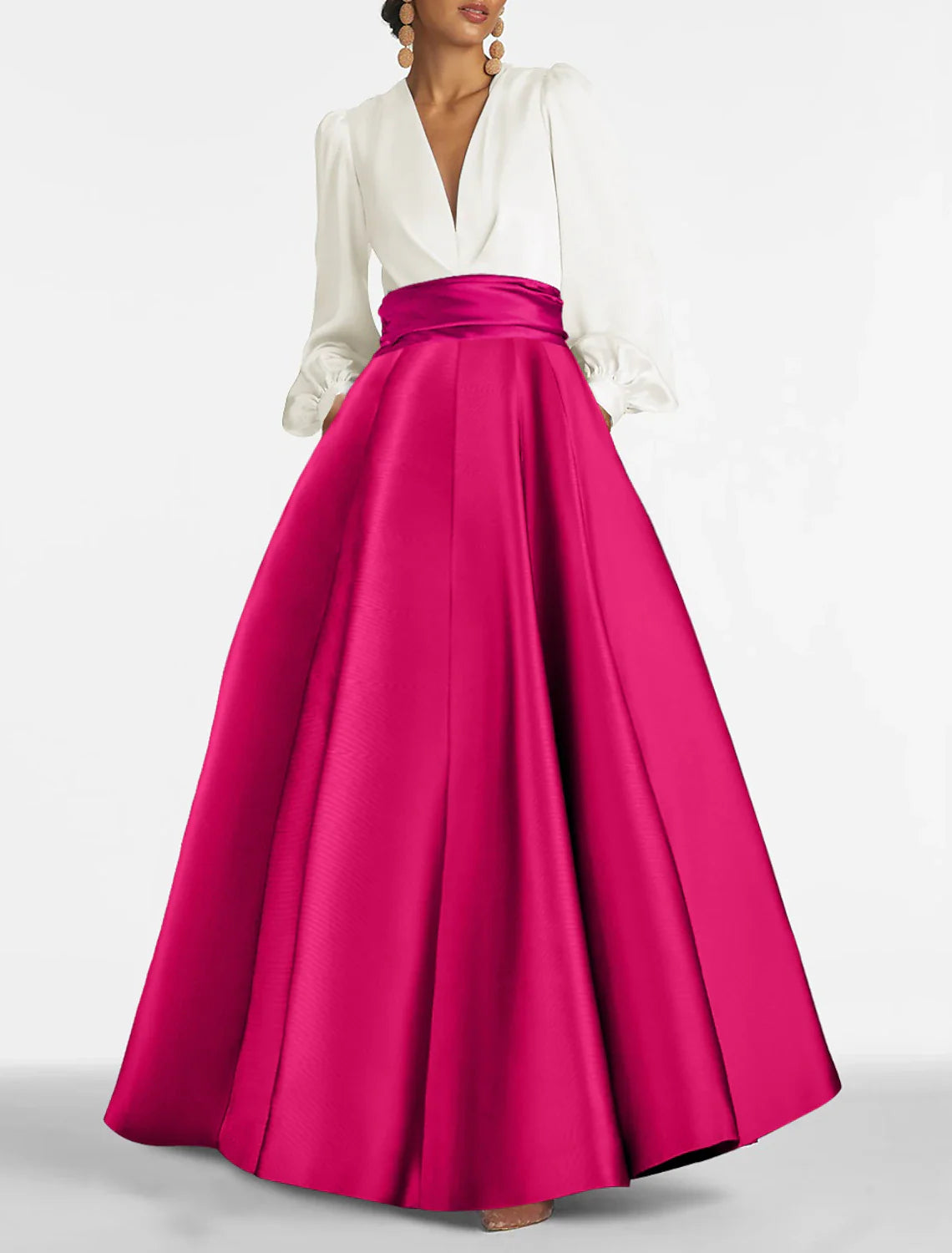 A-Line Evening Gown Elegant Wedding Guest Dress Formal Prom Floor Length Long Sleeve V Neck Satin with Ruched Tunics Corduroy durable A-Line Evening Gown Elegant Wedding Guest Dress Formal Prom Floor Length Long Sleeve V Neck Satin with Ruched Tunics Corduroy durable
