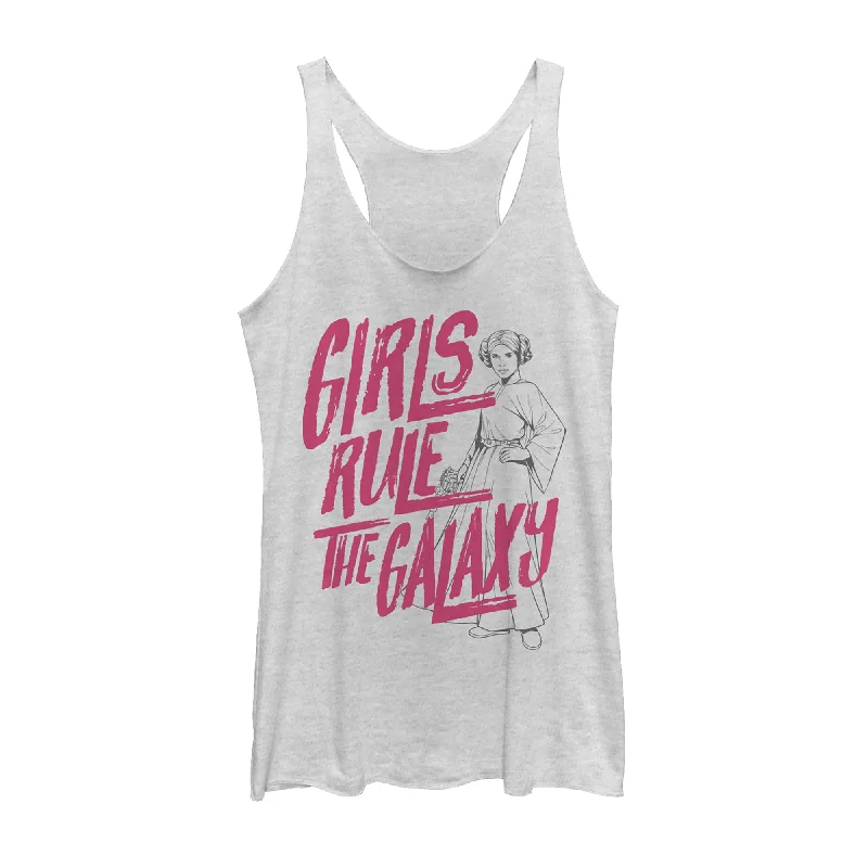Women's Star Wars Leia Girls Rule Galaxy Racerback Tank Top essential tank top