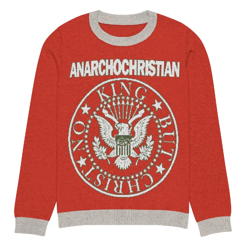 ANarchoChristian Seal Knitted Ugly Christmas sweater Glossy Satin Silk