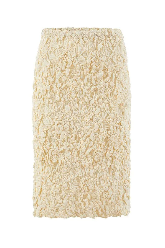 BEIGE AVERY PENCIL MIDI SKIRT lace skirt intricate
