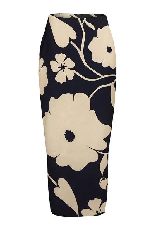 CABANA PRINTED PENCIL SKIRT denim skirt trendy