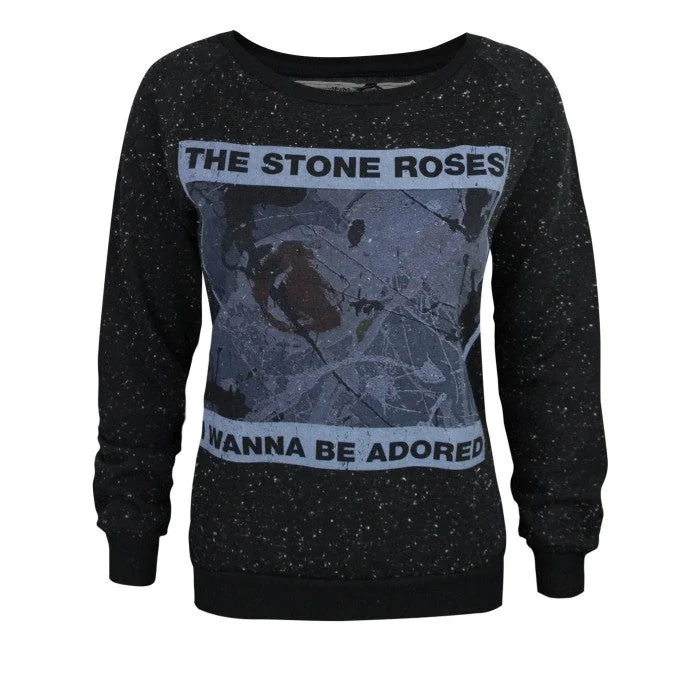 Amplified Womens/Ladies I Wanna Be Adored The Stone Roses Sweatshirt Hoodie with Cuffed Sleeves Snug Secure