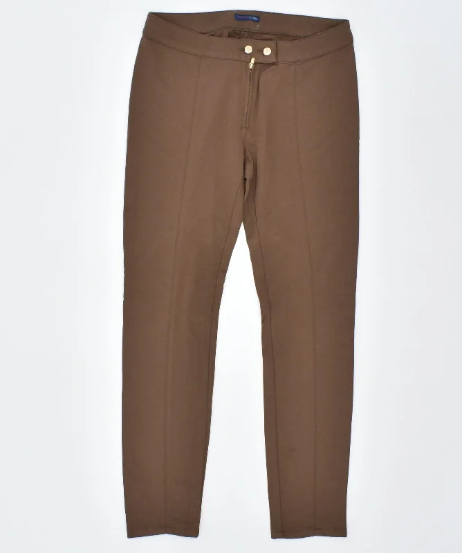 TRUSSARDI Womens Slim Fit Casual Trousers W28 L28 Brown Viscose Trousers Travel Practical