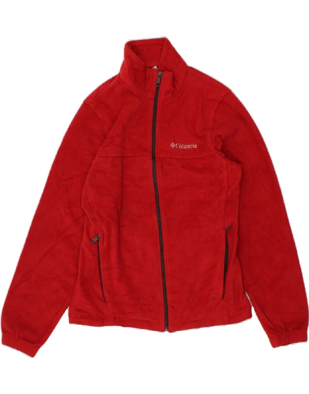 COLUMBIA Womens Fleece Jacket UK 10 Small Red Polyester Welt Pockets Slit Pockets Flap Pockets